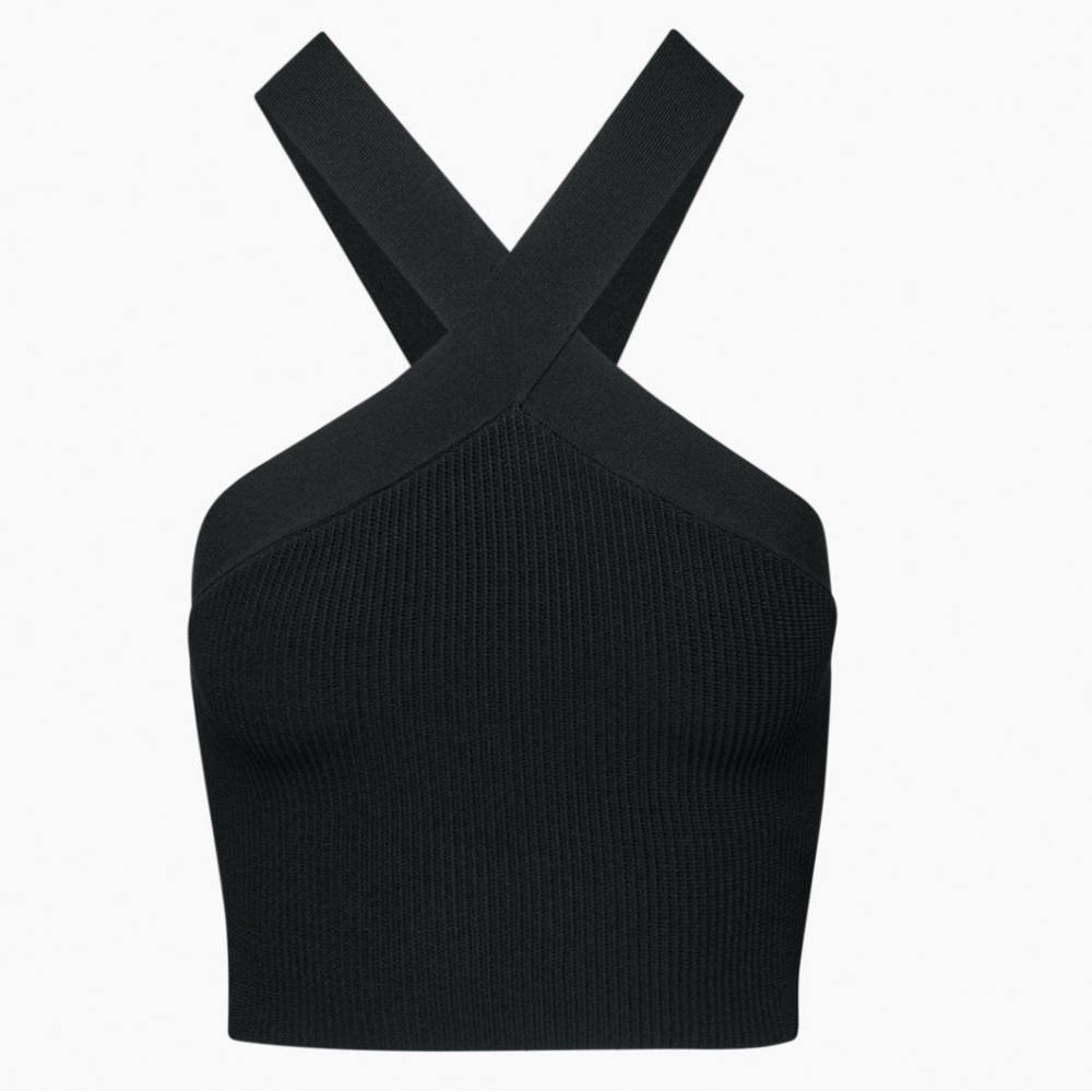 Aritzia Babaton Sculpt Knit Criss Cross Cropped Tank - Black - Size Small